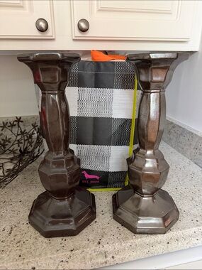 Juliska Metallic Brown Champagne Pair of Decorative Candle Holders